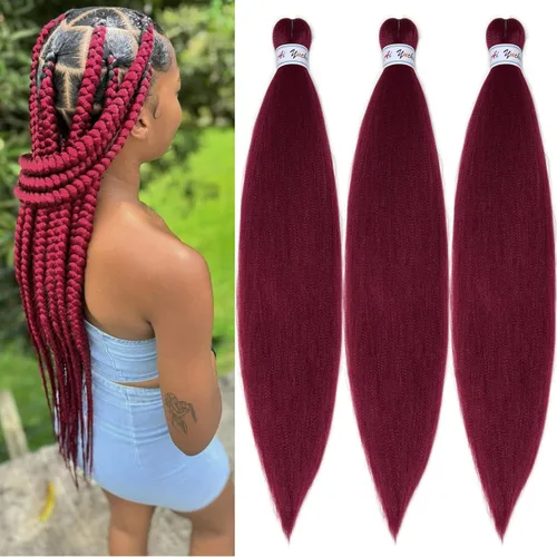 Miniatura 41 de Cabello para Trenzar Naranja Jengibre Pre-Estirado Kanekalo Cabello para Trenzar Pre-estirado 26 pulgadas Extensiones de Cabello Sintético