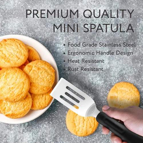 Miniatura 3 de Espátula pequeña Mini volteador de acero inoxidable para uso en cocina Mini utensilio de metal para cocinar brownies, galletas, lasaña y más
