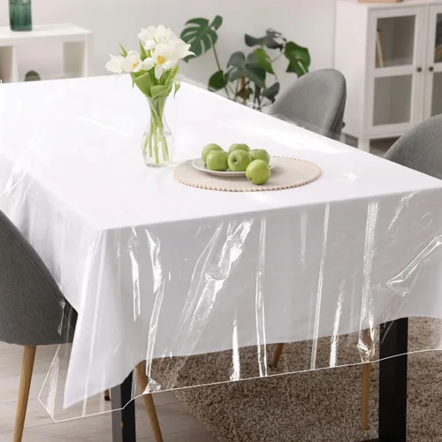 Miniatura 4 de LAMINET Protector de Mantel de Plástico Transparente – Cubierta de Mesa de Vinilo Resistente de Lujo – 54" Cuadrado – Cristalino, Fácil de Limpiar.
