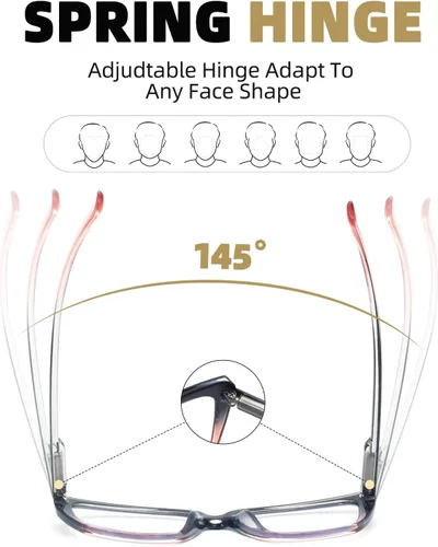 Miniatura 6 de HIGHLIKE 3-Pack Reading Glasses for Women Stylish Cat-Eye Spring Hinge Clear Lenses Readers Anti Eyestrain