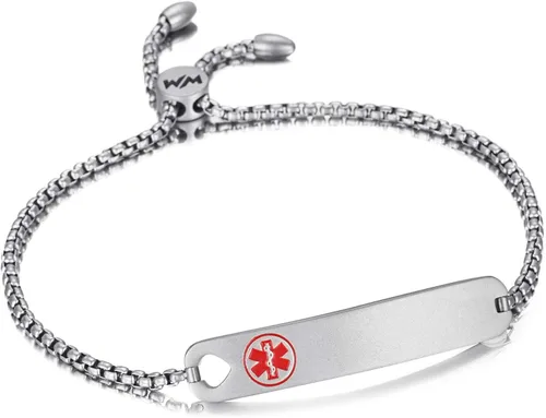 Miniatura 4 de WelMag Pulseras de identificación de alerta médica ajustables para mujer con grabado gratuito