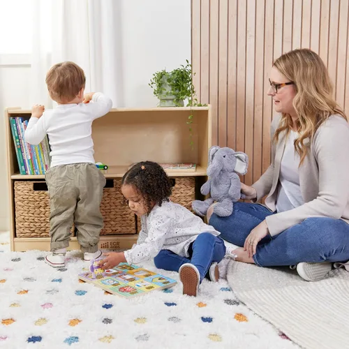 Miniatura 2 de ECR4Kids Gabinete de almacenamiento móvil de 2 estantes, muebles de aula, lavado gris