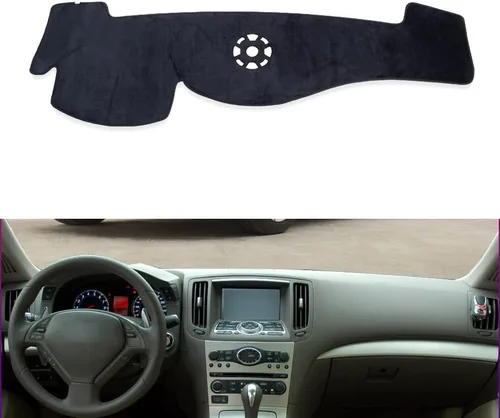 Funda de franela negra para tablero de automóvil, compatible con volante a la izquierda, Infiniti G25, G35, G37, Q40 2007-2015/Nissan Skyline V36