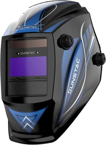 Sunstac 1/1/1/1 Casco de soldadura con claridad óptica, color real, oscurecimiento automático, con sombra ancha 4/9-13 para soldadura STICK, MIG,
