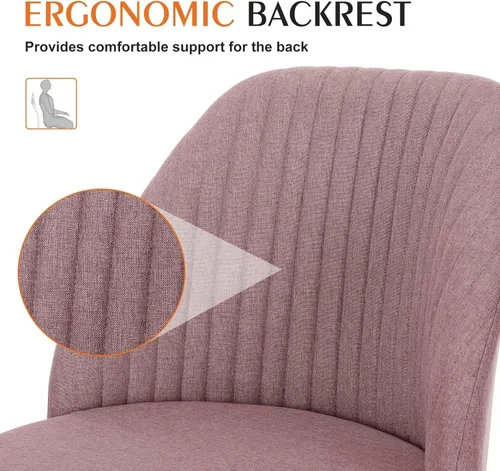 Miniatura 5 de Simple Deluxe Silla de escritorio de oficina sin brazos, moderna y bonita, silla giratoria cómoda, sillas de oficina en casa con ruedas, altura Rosa