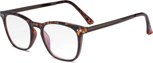 Miniatura 10 de Eyekepper Lectores Retro Cuadrado Plástico Marco Metal Brazos Lectura Gafas Ámbar/Negro Brazo +0.5