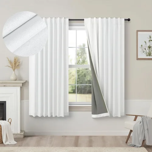 Miniatura 25 de Pitalk Cortinas cortas 100% opacas de lino para cafetería, 40 pulgadas de largo, 2 paneles, cortinas de puerta francesa para ventana, cortina