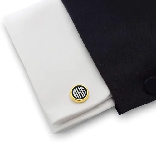 Miniatura 5 de Gemelos de oro personalizados - Gemelos con monograma grabados - Gemelos con monograma grabados - Regalo de novio de boda o padrinos de boda gemelos