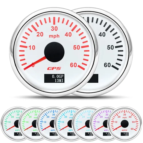 Miniatura 11 de ARTILAURA Velocímetro GPS de 52mm 2-1/6" para embarcaciones, 60 MPH, odómetro, 7 colores, impermeable, 9-32V, para AUTO, automóvil, marítimo (negro)