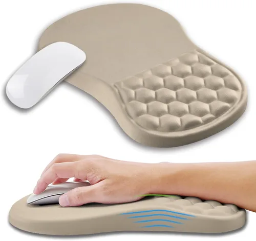 Miniatura 10 de Alfombrilla ergonómica para mouse con soporte de muñeca con espuma viscoelástica, almohadilla de masaje para aliviar el dolor del túnel carpiano