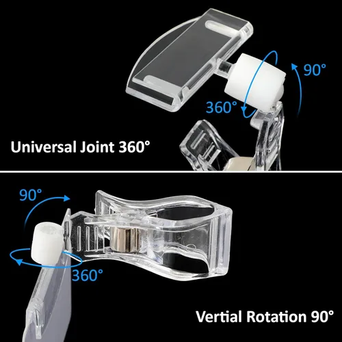 Miniatura 3 de Honeydak 50 clips de plástico giratorios para letreros con diseño de rótula de doble clip, para estantes minoristas, tiendas, supermercados