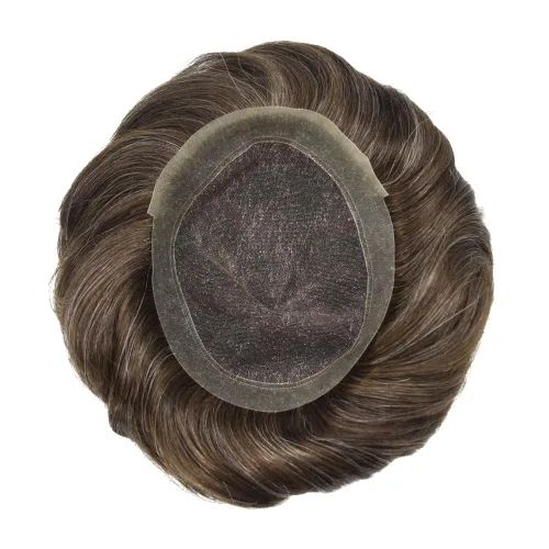 Miniatura 50 de Sistema de reemplazo de cabello de encaje francés para hombre, piezas de cabello de aspecto natural, encaje frontal, negro, marrón, rubio, gris
