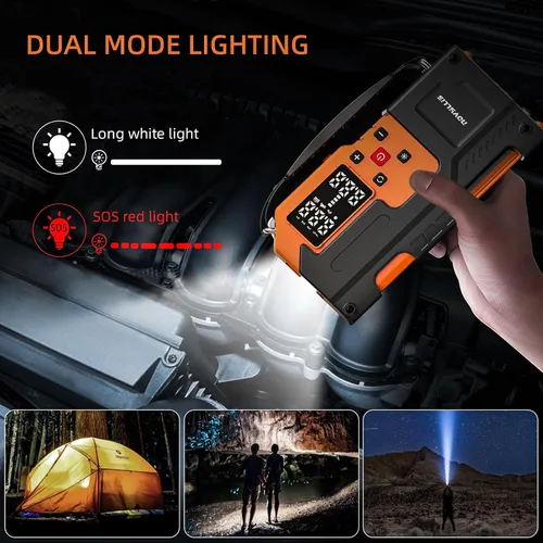 Miniatura 6 de Iniciador de emergencia con compresor de aire 4000A Paquete de batería portátil 10000mAh Banco de energía Luz LED SOS de emergencia 22 cilindros