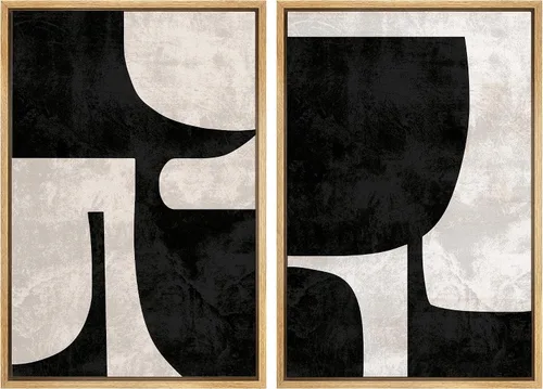 Miniatura 36 de SIGNWIN Lienzo enmarcado para pared, ilustraciones abstractas texturizadas en tonos beige terrosos, arte moderno, decorativo, contemporáneo