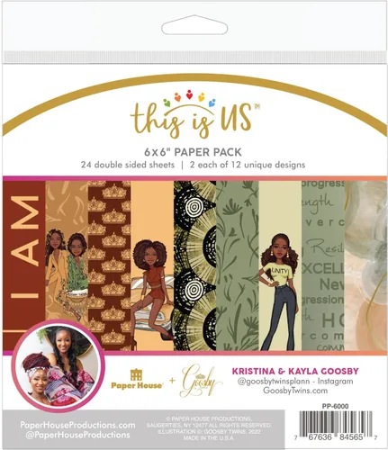 Paper House Productions This is Us Goosby Twins - Paquete de papel decorativo de 6 x 6 pulgadas para álbumes de recortes y manualidades, 24 hojas de