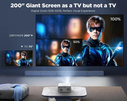 Miniatura 9 de Proyector DBPOWER 4K [Enfoque automático/Corrección de trapecio] con WiFi 5G y Bluetooth, 600 ANSI FHD nativo 1080P, proyector de películas al aire