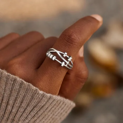 Miniatura 5 de STORYJEWELLERY Anillo de ansiedad para mujeres, anillo giratorio, anillos de ansiedad, anillos giratorios para el estrés, joyería para ansiedad