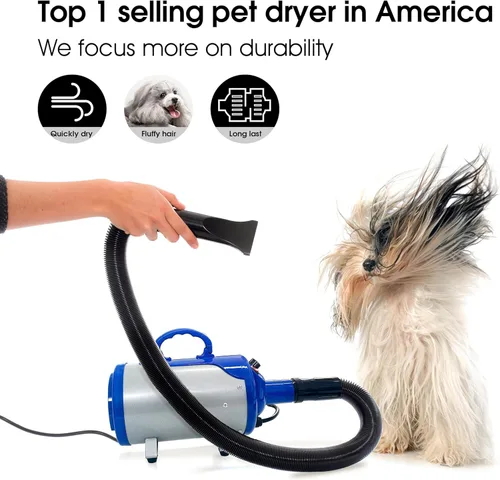 Miniatura 2 de SHELANDY Groomer Partner Secador de pelo de mascotas con fuerza para perros, soplador para el aseo de perros con calentador (Azul)
