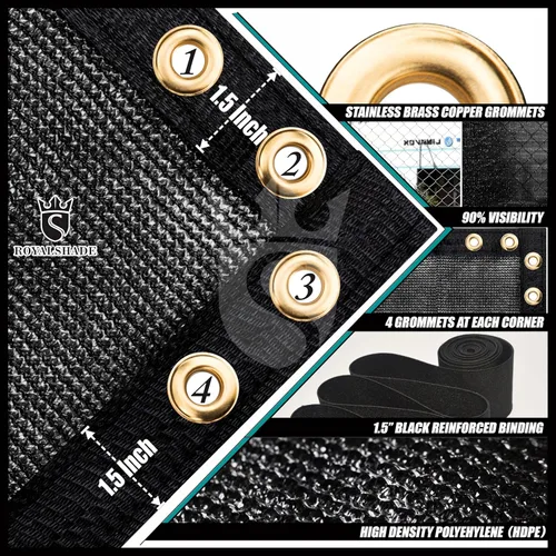 Miniatura 5 de Royal Shade - Malla de privacidad para cerca, cortavientos, de 5 x 3 pies, color negro, cubierta de tela de malla, bridas para cables incluidas