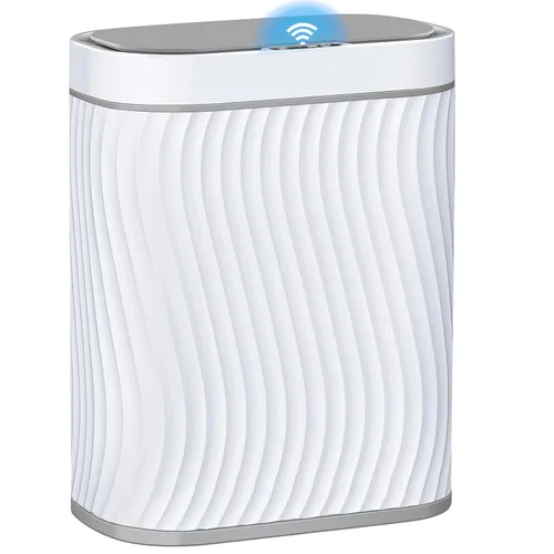 Ogikey Cubo de basura pequeño para baño con tapa automática sin contacto, bote de basura inteligente de 2.6 galones, contenedor de basura estrecho e