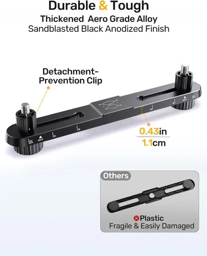 Miniatura 7 de Barra de micrófono estéreo, barra de montaje de micrófono doble ajustable, soporte de micrófono doble universal para soporte, barra de micrófono