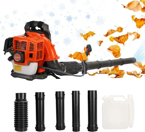 Soplador de hojas a gas - Mochila de 52 CC 550CFM, 2 tiempos, soplador de hojas a gas, soplador de césped de césped, refrigeración por aire, pasto