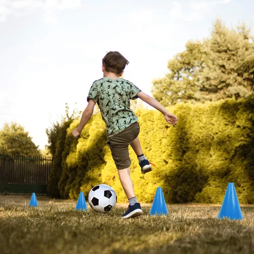 Miniatura 5 de KINJOEK Paquete de 30 conos de entrenamiento deportivo de 7 pulgadas, conos de tráfico azules con bordes redondeados para seguridad, fútbol, fútbol