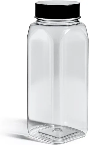 Pride Of India Tarros grandes de plástico transparente para especias con tapa de tamiz doble, sin BPA de grado alimenticio, fabricados en Estados