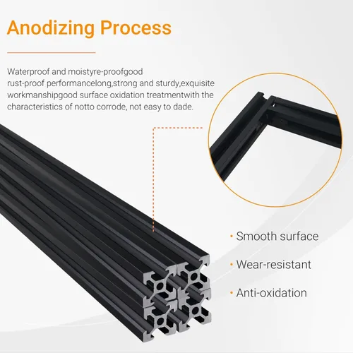 Miniatura 4 de 4 piezas de perfil de extrusión de aluminio de 11.811 in 2020 tipo V extrusión de aluminio estándar europeo anodizado riel lineal con accesorios