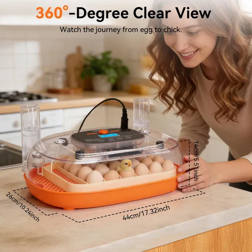 Miniatura 8 de Incubadoras para incubar huevos, incubadora de 24 huevos, girador automático de huevos con control de humedad y temperatura digital, día