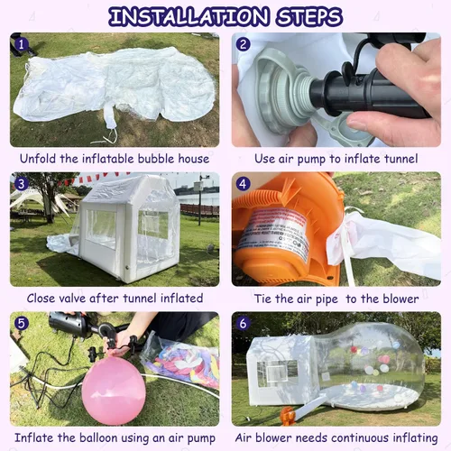 Miniatura 4 de Tienda de campaña inflable de PVC transparente de 10 pies con túnel, cúpula de casa de burbujas inflable, ideal para eventos divertidos y fiestas