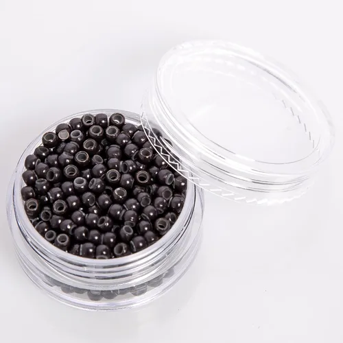 Miniatura 9 de 500 cuentas de extensión de cabello con micro anillo con forro de nano silicona para extensiones de cabello humano con punta nano de Negro