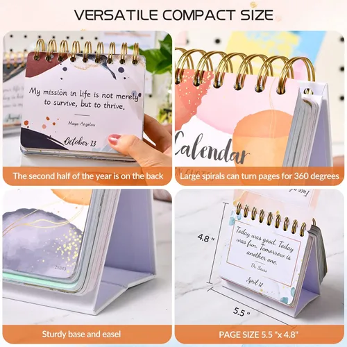Miniatura 3 de Calendario diario perpetuo motivacional e inspirador, planificadores sin fecha, calendario perpetuo de escritorio, calendario inspirador de pie