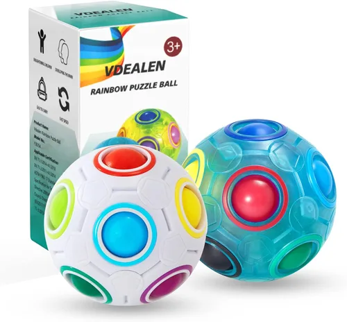 Miniatura 10 de Vdealen Bola mágica de rompecabezas de arcoíris, juguete antiestrés para niños y niñas, fiesta de cumpleaños, Pascua, San Valentín, Navidad, relleno