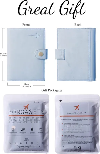 Miniatura 5 de Portapasaportes de cuero auténtico para pasaporte, con bloqueo Rfid - con compartimento para documentos de identificación