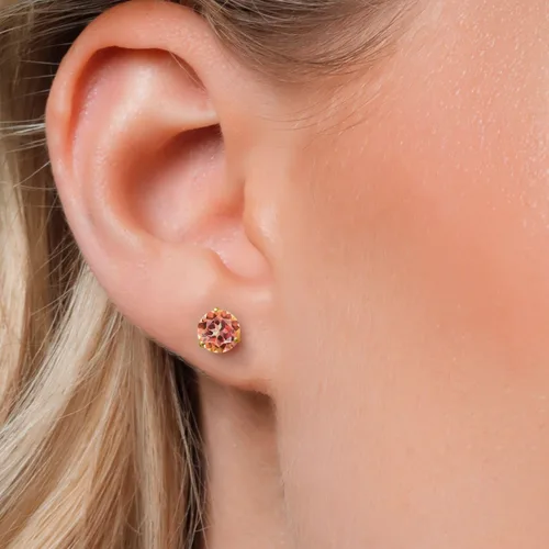 Miniatura 138 de Gem Stone King Aretes de Martini de oro amarillo de 14 quilates Aretes de tuerca de 3 puntas para mujeres y hombres Redondos de 0.236 pulgadas