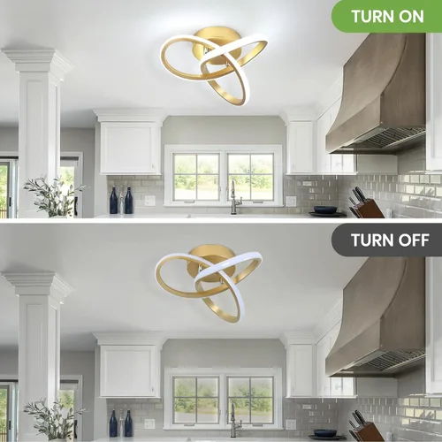 Miniatura 4 de Lámpara LED para pasillo, moderna lámpara de techo LED dorada de 6000 K, lámpara de techo semiempotrada para pasillo, cocina, dormitorio, entrada