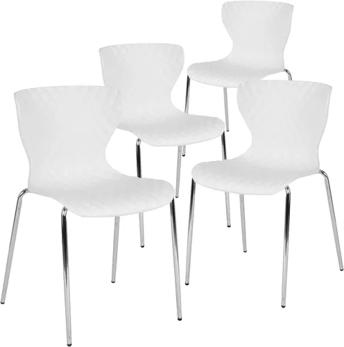 Miniatura 9 de Flash Furniture Lowell Silla apilable de plástico negro con asiento en cascada