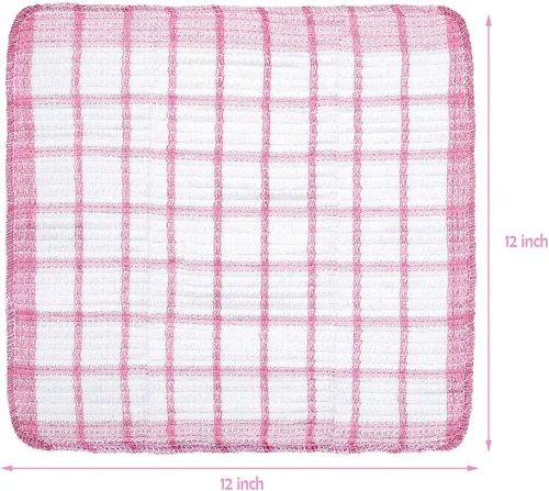 Miniatura 2 de Boao 12 paños de cocina de algodón, 4 colores, cuadrados, 12 x 12 pulgadas, absorbentes, reutilizables, lavables a máquina, suministros de cocina