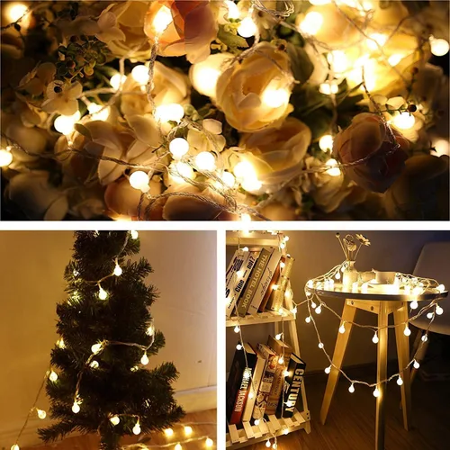 Miniatura 3 de Guirnalda de luces de globo de 20 pies con 40 luces LED alimentadas por USB, color blanco cálido, para fiesta de cumpleaños, boda, Navidad y Blanco