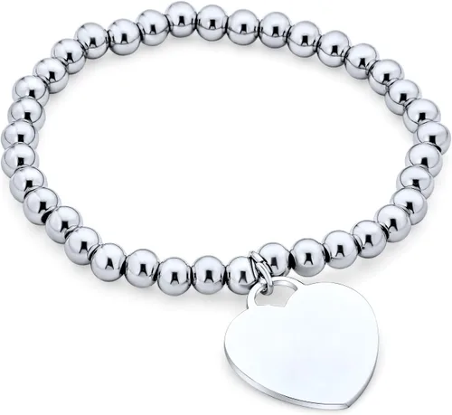 Miniatura 3 de Personalizar pulsera elástica de identificación médica personalizable con forma de corazón etiqueta de encanto para mujeres adolescentes inoxidable