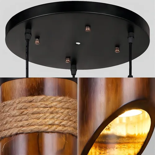 Miniatura 3 de LIGHTLAND Luces colgantes rústicas de bambú, 12 pulgadas, paquete de 3 para comedor, sala de té zen, estilo retro