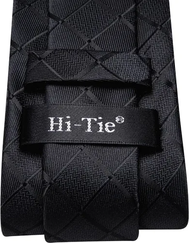 Miniatura 215 de Hi-Tie Corbata clásica de cachemira para hombre con pañuelo y gemelos a cuadros