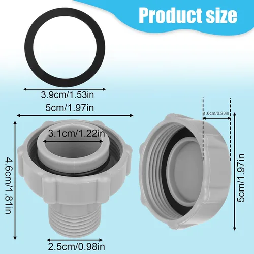 Miniatura 2 de BOXOB Tapa de válvula de drenaje de piscina, repuesto de plástico a prueba de fugas con conector sobre el suelo, accesorio para piscinas compatible