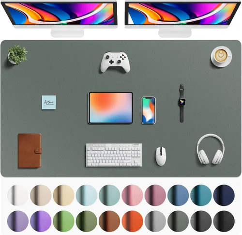 Miniatura 74 de Aothia - Protector de escritorio de cuero sintético, base para mouse, superficie antideslizante e impermeable para escribir y para laptop