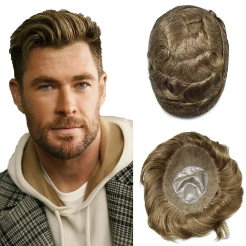 Miniatura 63 de Toupee - Pieza de cabello humano real para hombre, piel completa de polietileno, sistema de reemplazo de cabello para hombres, piezas invisibles