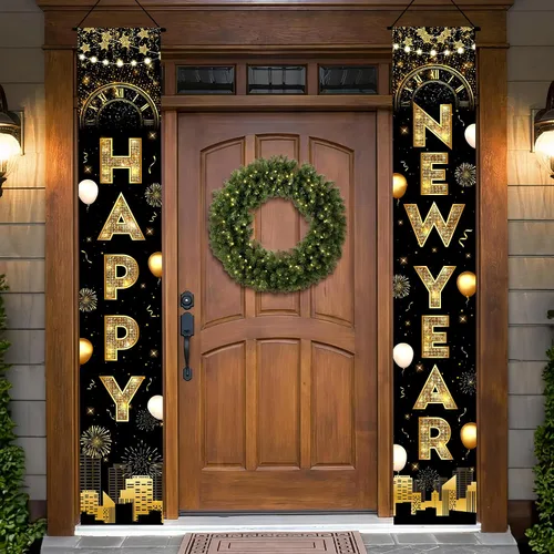Miniatura 12 de KatchOn, Cartel extra grande de feliz año nuevo – 72 x 12 pulgadas Decoraciones de Año Nuevo 2026 Suministros de fiesta de Año Nuevo 2026