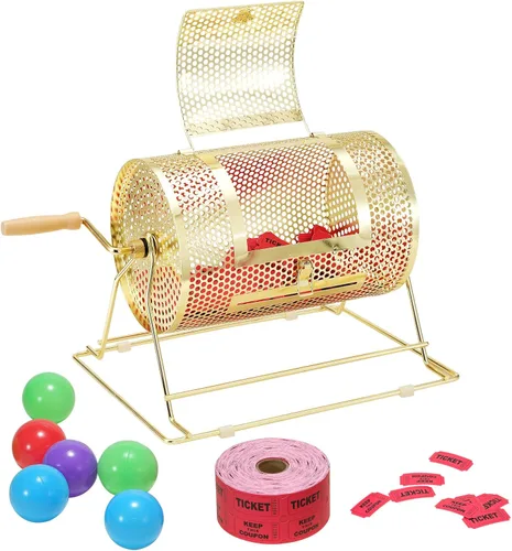 VEVOR Girador de Boletos de Rifa – Tambor de Rifa de 12 x 8 Pulgadas para Sorteo Giratorio de Lotería, Caja Enrolladora de Boletos de Rifa Chapada