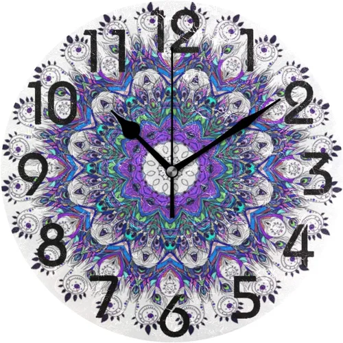 Miniatura 27 de Spring Hummingbird - Reloj de pared redondo con estampado de flores, 9.5 pulgadas, funciona con pilas, reloj de escritorio analógico silencioso