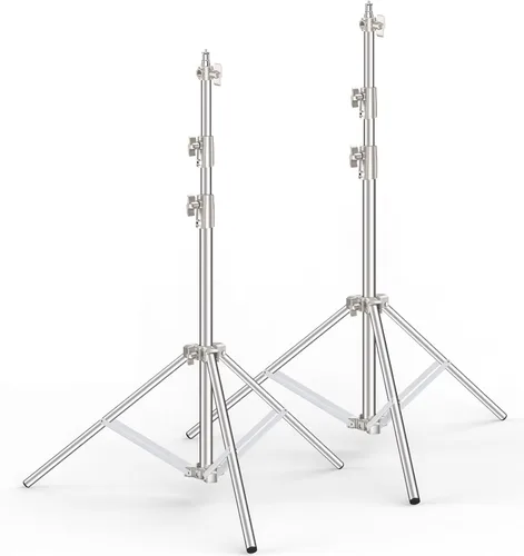 Anautin Soporte de Luz de Acero Inoxidable de 9.2 Pies para Fotografía, Paquete de 2 Soportes de Trípode de Fotografía de Alta Resistencia con